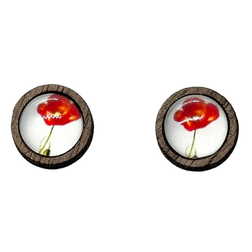 cvetlica medaljon leseni uhani