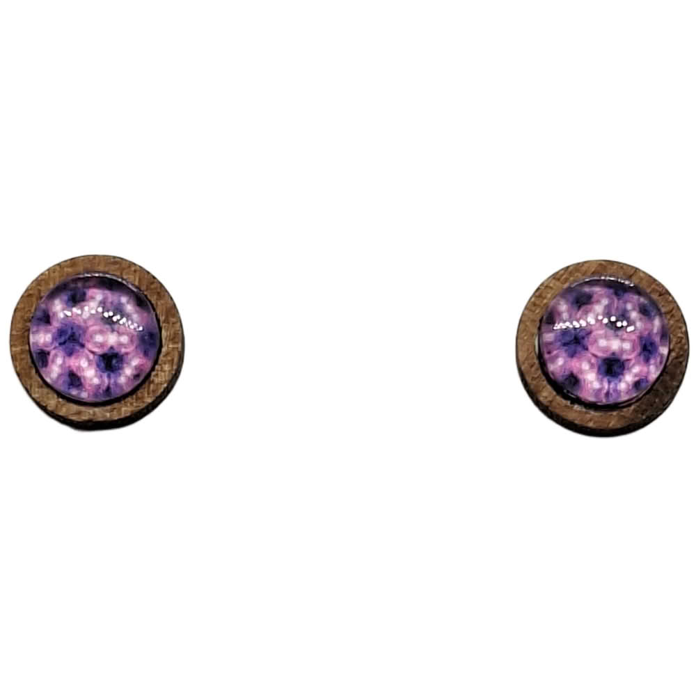 rora-vijoličen medaljon leseni uhani