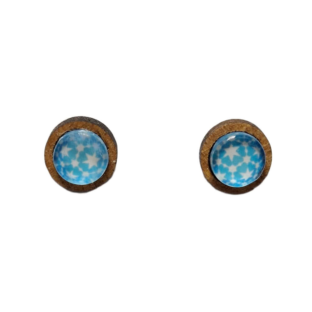 zvezdice medaljon leseni uhani